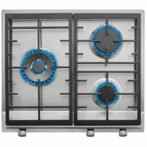 Placa de gas Teka EX 60.1 3G AI AL DR CI gas natural 58cm 3 zonas mandos frontales autoencendido parrillas fundición 4000W Ref: 40212220 inox