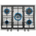 Placa de gas natural Teka EX 70.1 5G AI AL DR CI NAT, 70 cm, 5 zonas, mandos frontales, autoencendido, parrillas fundición, quemador alta eficiencia, 11300W, ref. 40212240, inox