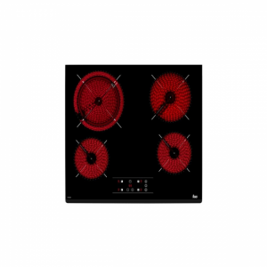 Placa vitrocerámica Teka TZ6420 60cm 4 zonas bisel frontal control táctil zona grande 21cm programable 6200W Ref: 40239020 cristal negro