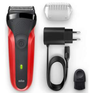 Afeitadora Braun 300S serie 3 corte triple acción sumergible IPX7 autonomía 20 min rojo