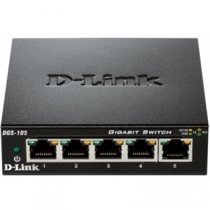 Switch D-LINK DGS-105 5p 10/100/1000 Mbps RJ45 negro