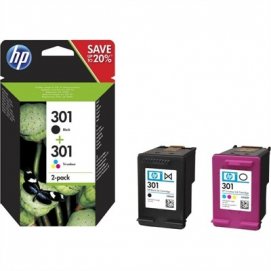 Consumible Hewlett Packard N9J72AE Cartucho 301 multipack negro + tricolor