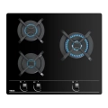 Placa de gas butano Teka GBC 63010 KBB, 3 zonas, 6250W, cantos redondeados, 60 cm, autoencendido, ref. 112580001, cristal negro