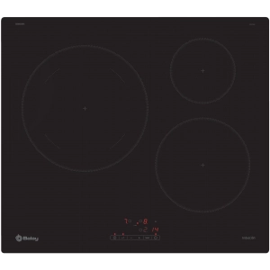 Placa de inducción Balay 3EB865ERS, 3 zonas, 17 niveles, 60 cm, zona gigante 28 cm, 4600W, cristal negro