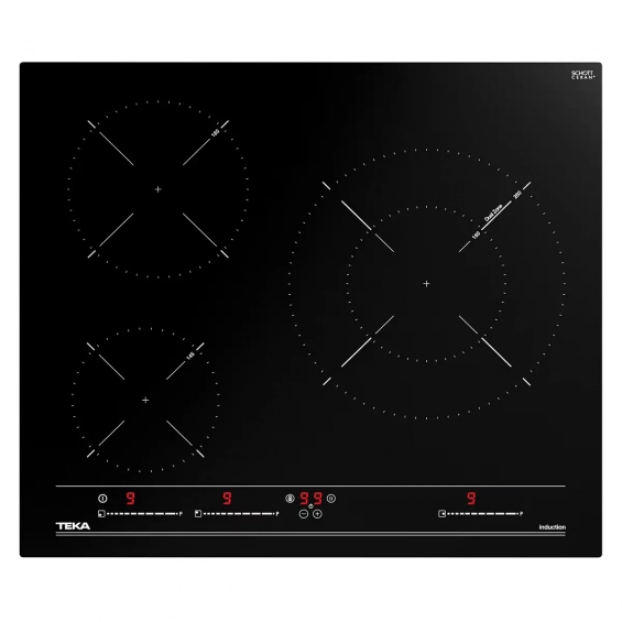 Placa inducción Teka IBC 63015 MSS, 60 cm, 3 zonas, 7200W, sin marco, Touch Control Multislider, zona grande 28 cm, ref. 112520018, cristal negro