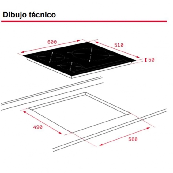Placa inducción Teka IBC 63015 MSS, 60 cm, 3 zonas, 7200W, sin marco, Touch Control Multislider, zona grande 28 cm, ref. 112520018, cristal negro - imagen 2