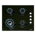 Placa de gas butano Cata CIB 6031 BK, 4 zonas, 59 cm, Cristal Gas, 8000W, triple corona, autoencendido, válvula seguridad, ref. 08068400, cristal negro