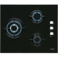 Placa de gas butano Cata CIB 6021 BK, 3 zonas, 59 cm, Cristal Gas, 6250W, quemador y parrillas esmaltadas, autoencendido, válvula de seguridad, ref: 08068402, color negro