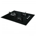 Placa de gas butano Cata CIB 6021 BK, 3 zonas, 59 cm, Cristal Gas, 6250W, quemador y parrillas esmaltadas, autoencendido, válvula de seguridad, ref: 08068402, color negro - imagen 2