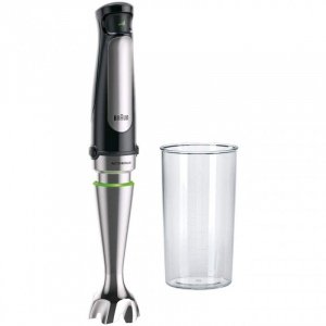 Batidora Braun MQ 7000X, 1000W, de pie varilla, con vaso medidor, 0.6 litros, ref. 0X22111282, inox y negro