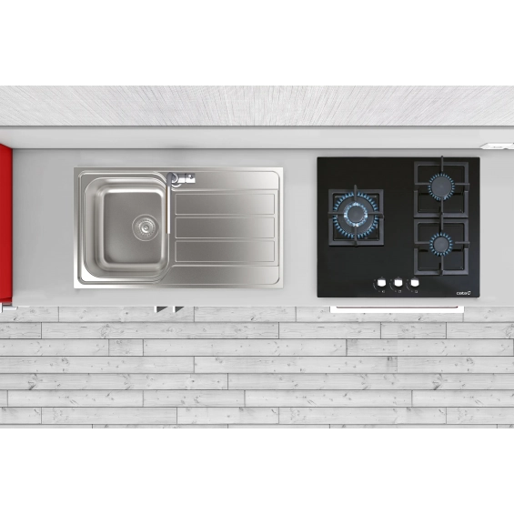 Placa de gas natural y butano Cata SCI 6021 BK, 3 zonas, Cristal Gas, 6250W, ref. 08068405, cristal negro - imagen 4