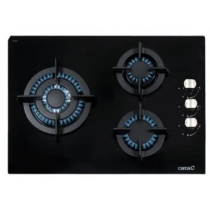 Placa de gas Cata CCI 5003 BK, 3 zonas, Cristal Gas, 6250W, ref. 08041505, cristal negro