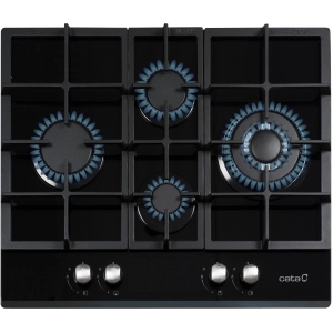 Placa de gas natural Cata LCI 6031 BK, 4 zonas, Cristal Gas, 9250W, ref. 08041500, cristal negro