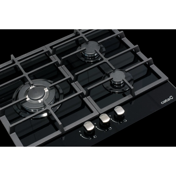 Placa de gas butano Cata LCIB 6021 BK, 3 zonas, Cristal Gas, 6250W, ref. 08068403, cristal negro - imagen 5