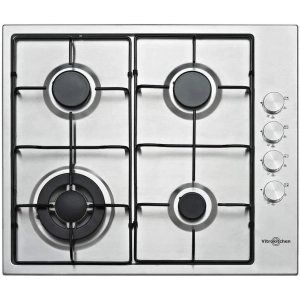 Placa de gas butano y natural Vitrokitchen EN640LIB, 4 zonas, Wok, mandos laterales, inox