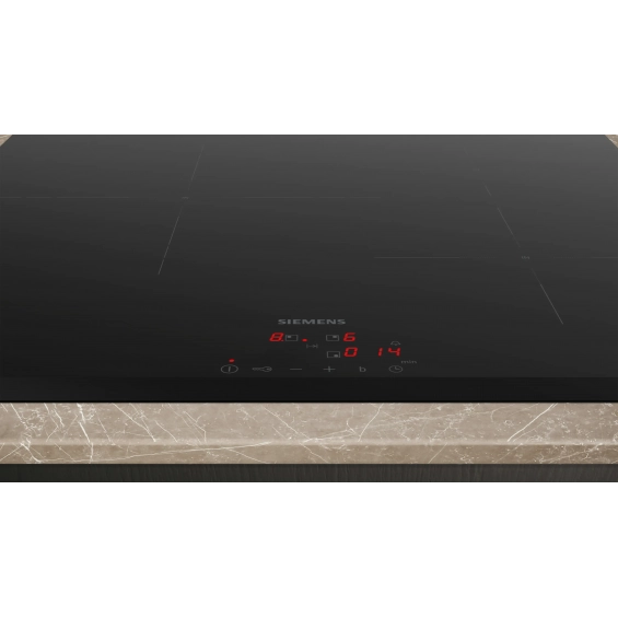 Placa de inducción Siemens EH631BDB6E, Serie iQ300, 3 zonas, 7400W, biselada, zona gigante 32 cm, cristal negro - imagen 2