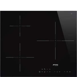Placa de inducción Smeg SI5632D, 3 zonas, 60 cm, 7200W, zona gigante 28 cm, 14 niveles, cristal negro
