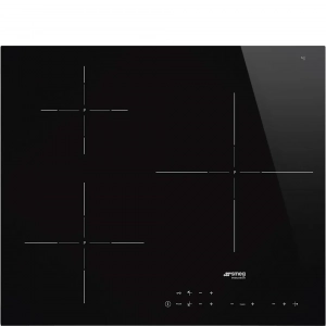 Placa de inducción Smeg SI5632D, 3 zonas, 60 cm, 7200W, zona gigante 28 cm, 14 niveles, cristal negro