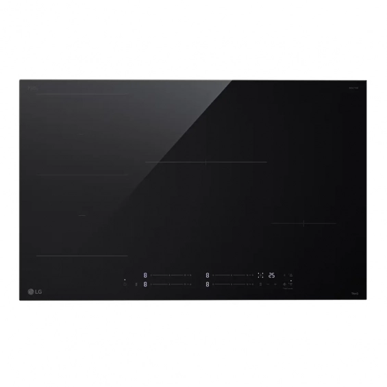 Placa de inducción LG CBIZ2435B, 4 zonas, 2 Flex inducción, 7400W, 15 niveles + Boost, zona gigante 28 cm, WiFi, cristal negro