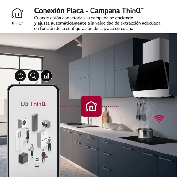 Placa de inducción LG CBIZ2435B, 4 zonas, 2 Flex inducción, 7400W, 15 niveles + Boost, zona gigante 28 cm, WiFi, cristal negro - imagen 5