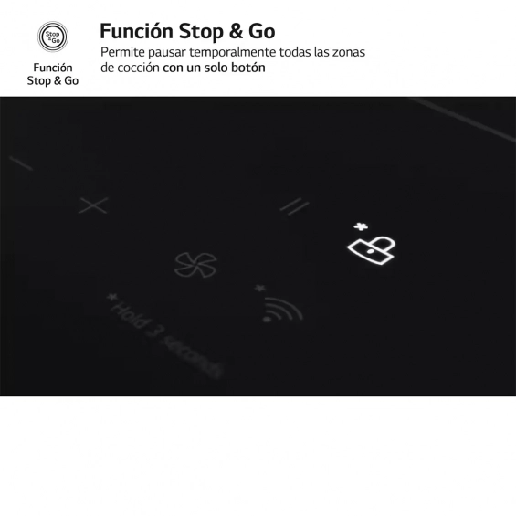 Placa de inducción LG CBIZ2435B, 4 zonas, 2 Flex inducción, 7400W, 15 niveles + Boost, zona gigante 28 cm, WiFi, cristal negro - imagen 9