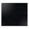 Placa de inducción Samsung NZ63B5046GK/U1, 3 zonas Flex inducción, 7400W, zona grande 28 cm, WiFi, cristal negro