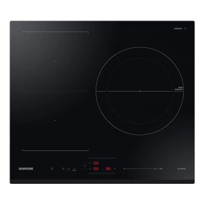 Placa de inducción Samsung NZ63B5046GK/U1, 3 zonas Flex inducción, 7400W, zona grande 28 cm, WiFi, cristal negro