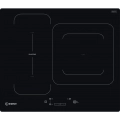 Placa de inducción Indesit IB 44Q60 NE, 3 zonas, zona puente, 7200W, 9 niveles + Booster, cristal negro