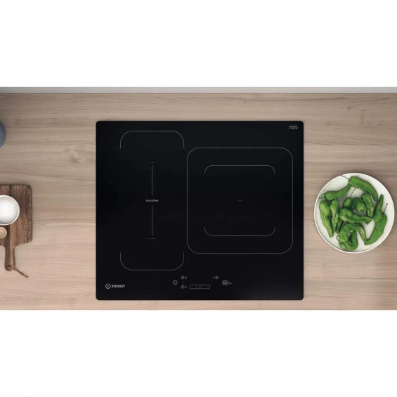 Placa de inducción Indesit IB 44Q60 NE, 3 zonas, zona puente, 7200W, 9 niveles + Booster, cristal negro - imagen 4