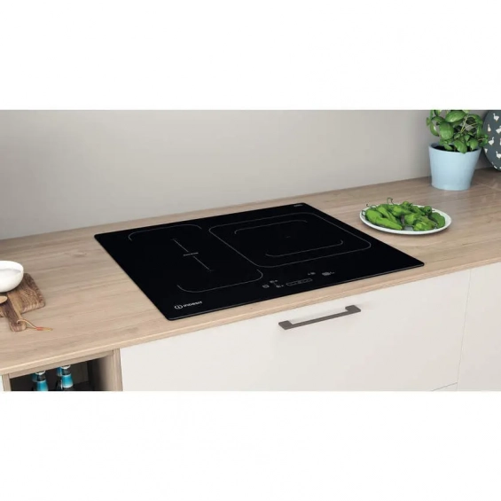 Placa de inducción Indesit IB 44Q60 NE, 3 zonas, zona puente, 7200W, 9 niveles + Booster, cristal negro - imagen 9