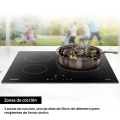 Placa de inducción Samsung NZ63T3706A1/UR, 3 zonas, zona gigante 28 cm, 7200W, 9 niveles + Booster, cristal blanco - imagen 3