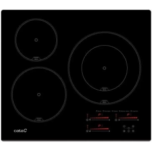 Placa de inducción Cata INSB 6028 BK, 3 zonas, zona grande 28 cm, 7100W, ref. 08063500, cristal negro