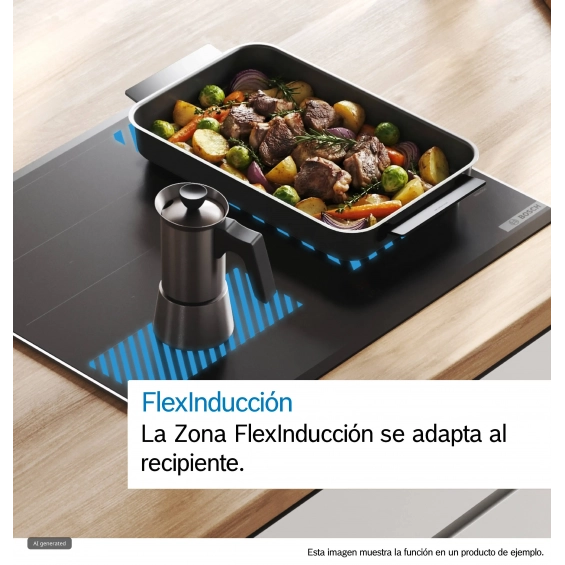 Placa modular de inducción Bosch PXX375FB1E, placa dominó 30 cm, 2 zonas Flex inducción, 3700W, cristal negro - imagen 2