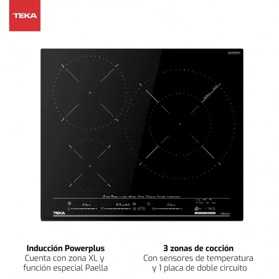 Placa de inducción Teka MestrePaeller IZC 63632 MPT BK, 3 zonas, zona gigante 32 cm, 7200W, ref. 112500055, cristal negro - imagen 2