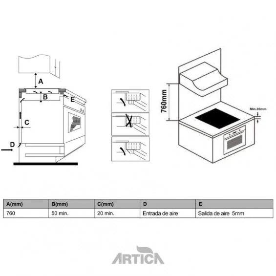 Placa de inducción Artica AEI6024, 4 zonas, 7200W, zona grande 21 cm, Booster, cristal negro - imagen 2