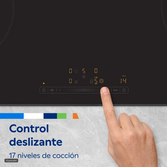 Placa vitrocerámica Balay 3EB767LQ, 3 zonas, zona gigante 32 cm, biselada, 5750W, cristal negro - imagen 3