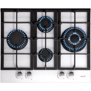 Placa de gas natural Cata LCI 6031 WH, 4 zonas, 64 cm, 9250W, ref. 08041100, cristal blanco