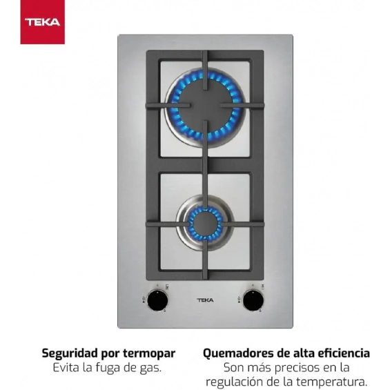 Placa modular de gas butano y natural Teka EFX 30.1 2G AI AL CI, 2 zonas, 3800W, autoencendido, ref: 112610047, inox - imagen 3
