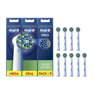 Pack 9 cabezales recambio para cepillo dental OralB EB50, 9 piezas, Cross Action, Mega Pack 3+3+3