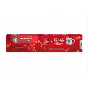 Estuche de cápsulas de café StarBucks 12582366, lote de 30 cápsulas, Toffee Nut + Taza de navidad de regalo