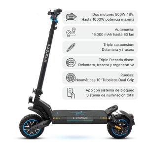 Patín eléctrico SmartGyro CROSS.DUAL MAX, certificado DGT, ruedas 10