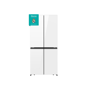 Frigorífico americano Hisense RQ5P470SETE, 179 x 80 cm, 4 puertas, No Frost, cristal blanco