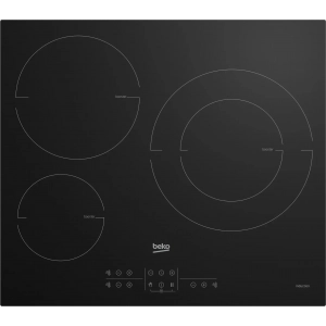 Placa de inducción Beko HIIS63206M, 3 zonas, zona gignate 28 cm, 7200W, crital negro