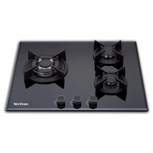 Placa de gas butano y natural MxOnda MX-PG2200N, 3 zonas, Forja, Cristal Gas, 6200W, templado, ref. 112580002, cristal negro