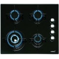 Placa de gas natural Cata CI 631 A, 4 zonas, Cristal Gas, 8000W, mandos laterales, ref. 08041412, cristal negro