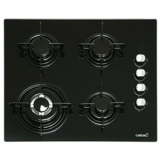 Placa de gas natural Cata CI 631 A, 4 zonas, Cristal Gas, 8000W, mandos laterales, ref. 08041412, cristal negro - imagen 2