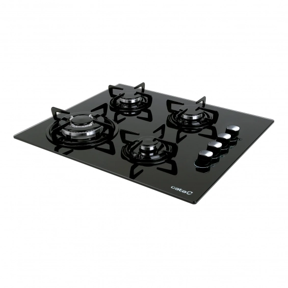 Placa de gas natural Cata CI 631 A, 4 zonas, Cristal Gas, 8000W, mandos laterales, ref. 08041412, cristal negro - imagen 5