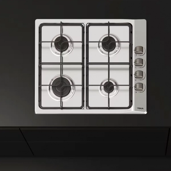 Placa de gas natural Teka E/60.3 40, 4 zonas, 7500W, parrillas esmaltadas, mandos laterales, ref. 112620018, acero inox - imagen 5