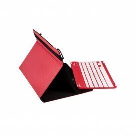 Funda y teclado universal Silver HT Bluetooth, para tablets de 9 pulgadas a 11 pulgadas, rojo