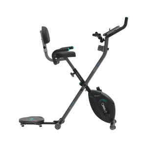 Bicicleta estática plegable Cecotec Drumfit X-Bike 3000 Neo Pro, volante de inercia 3 kg, MultiTrainer system: 2 bandas elásticas y 1 plataforma giratoria, torsión cadera y cintura, pantalla LCD, resistencia magnética variable, sillín confort con respaldo